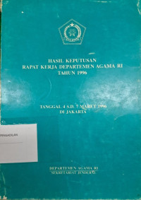 Hasil Keputusan Rapat Kerja Departemen Agama RI Tahun 1996